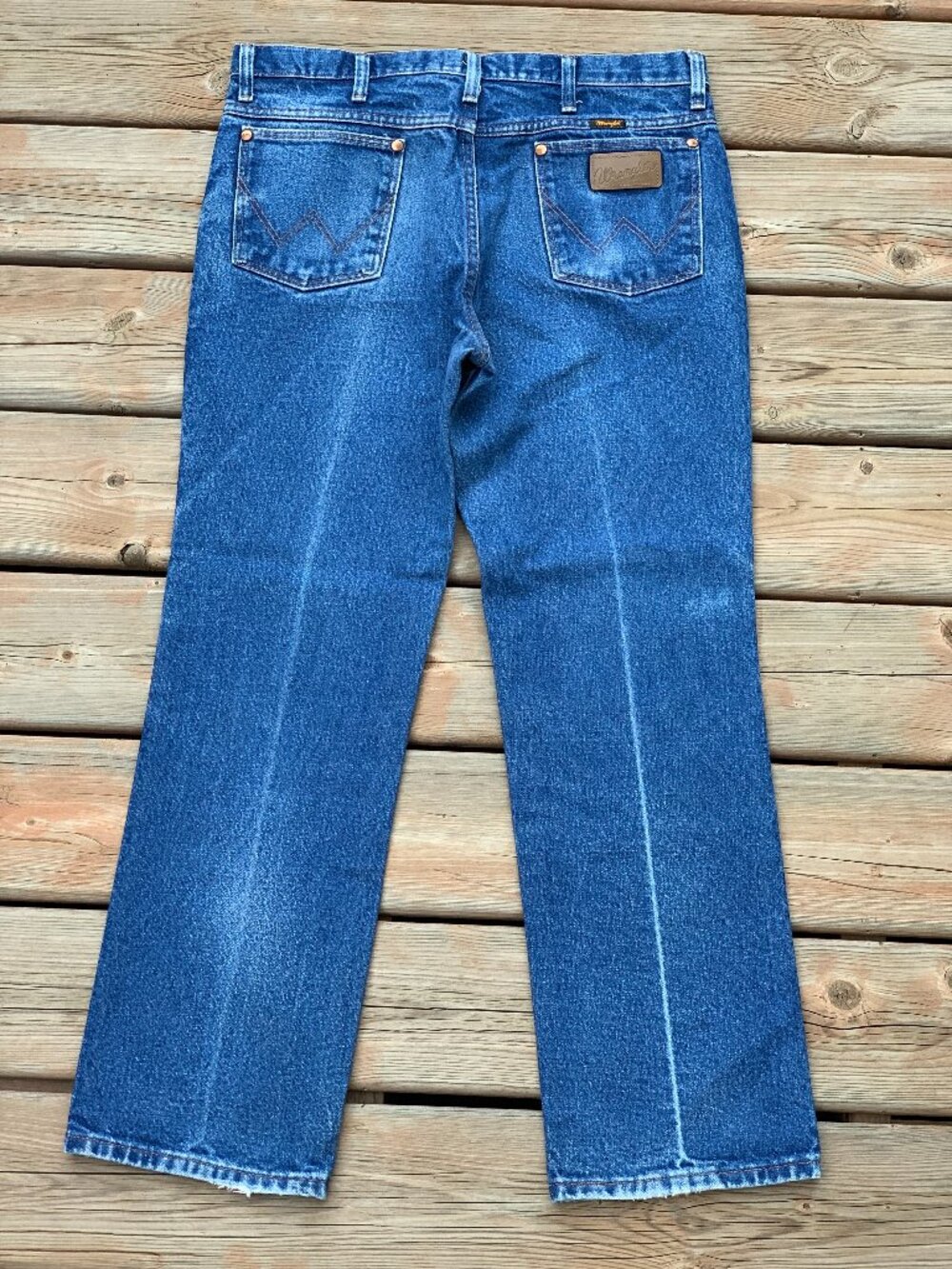 Vtg Wrangler Jeans Mens 34x29 Cowboy Cut Bootcut Faded Distressed Western Denim